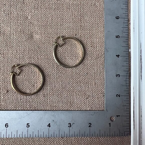 Gold tone and crystal embellished medium hoop earrings lightweight full loop - Picture 6 of 6